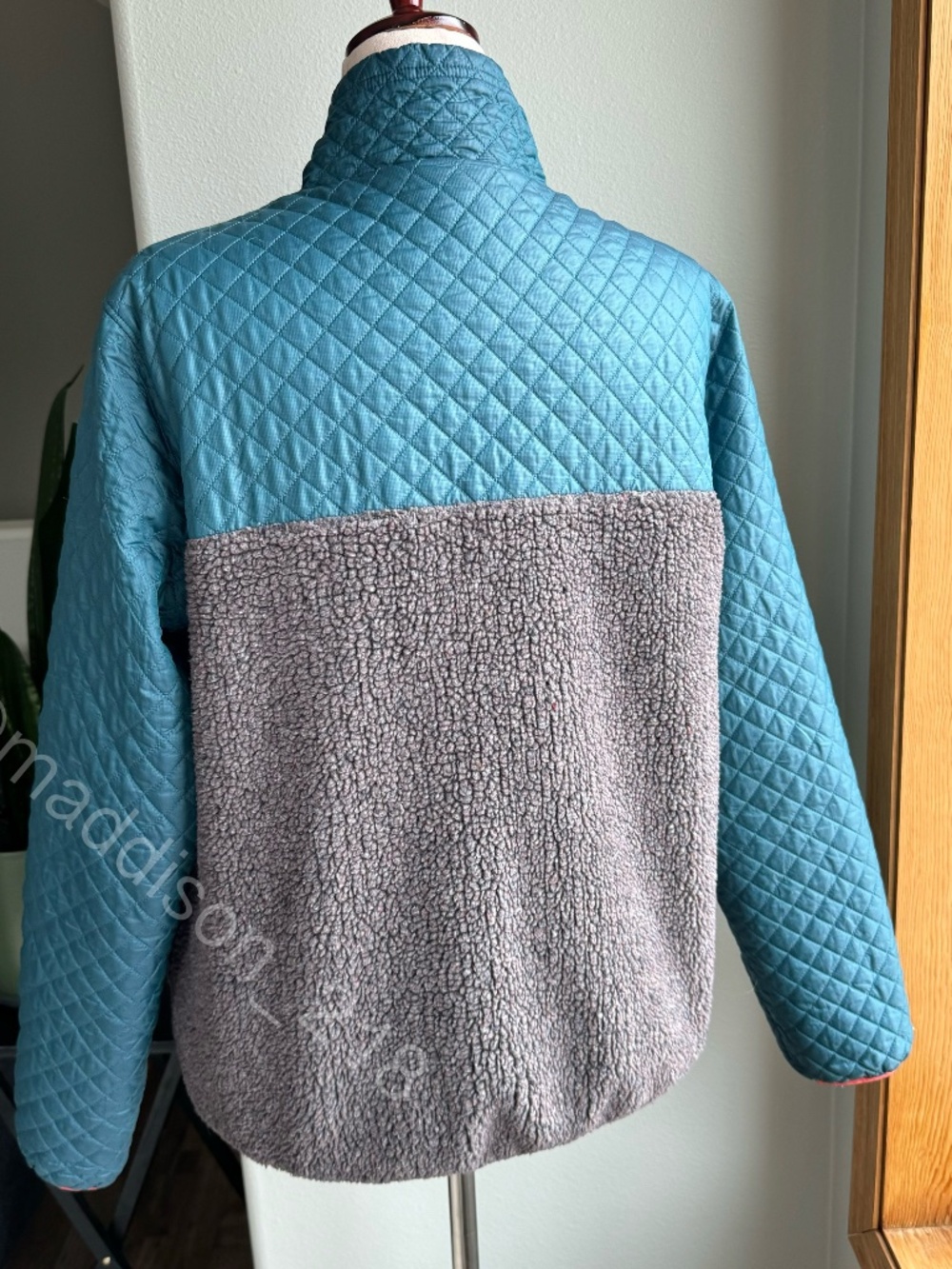 Patagonia Mixed Media Snap-T Pullover Large Crater Blue Sherpa Quilted Jacket L - Picture 7 of 15